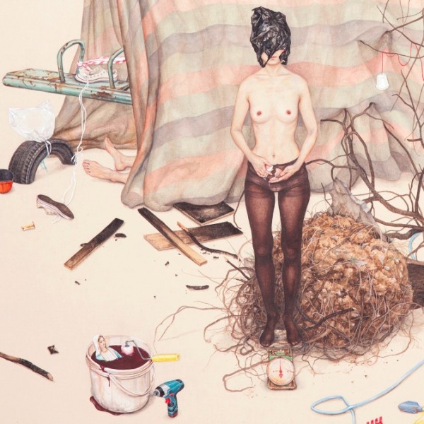 Fathom by Lee Jin Ju - 119.5x239.5cm, Korean color on Fabric, 2014