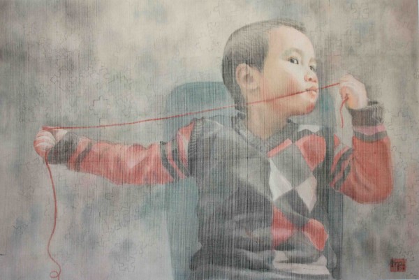 'Mơn man' - 40 x 60 - Màu nước trên lụa - 2014